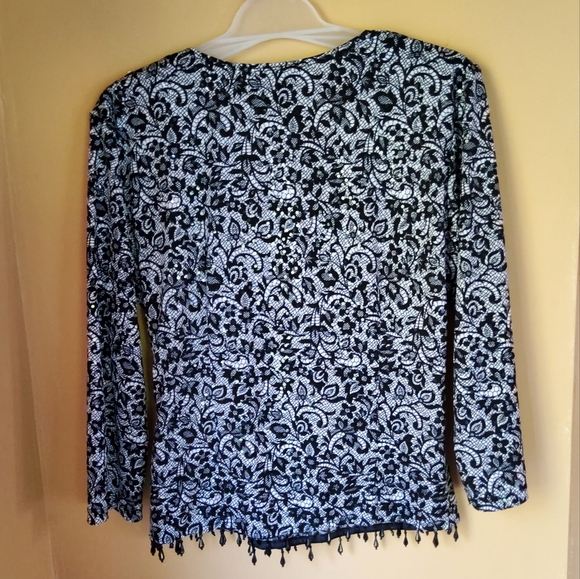 Collection 👌Dress Barn Wrap Blouse with Sequins and Fringes - Picture 5 of 5